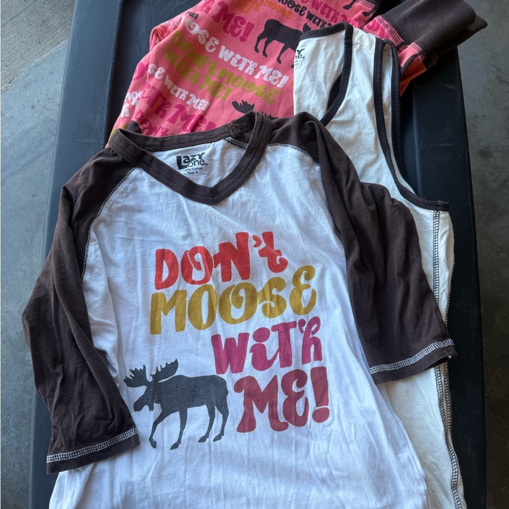 Lazy One Moose Graphic Pajama Set - 3 pc, sz S